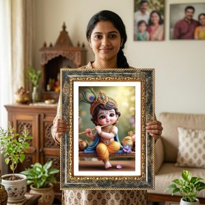 Murugann Decorative Photo Frame With White Mount | Premium Wall & Tabletop Picture Frame | Home, Office & Temple Decoration | 12x16 Inch (Pack Of 1) (F31549) Murugann Decorative Photo Frame With White Mount | Premium Wall & Tabletop Picture Frame | Home, Office & Temple Decoration | 12x16 Inch (Pack Of 1) (F31549)