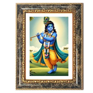 Krishna Decorative Photo Frame With White Mount | Premium Wall & Tabletop Picture Frame | Home, Office & Temple Decoration | 8x12 Inch (Pack Of 1) (F31461)