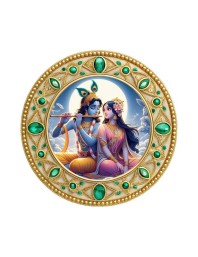 Lord Krishna and Radhaa Fridge Magnet Wooden | Glossy Sublimation Print | 4x4 Inch | Strong Magnet Back | Decorative Magnet for Fridge, Almirah & Temple Decor (F23766)