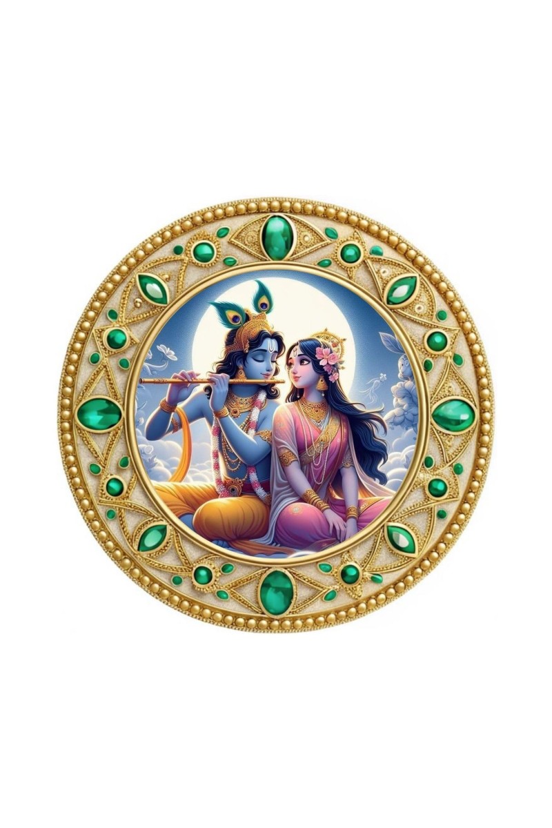 Lord Krishna and Radhaa Fridge Magnet Wooden | Glossy Sublimation Print | 4x4 Inch | Strong Magnet Back | Decorative Magnet for Fridge, Almirah & Temple Decor (F23766)