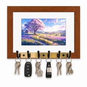 Decorative Wooden Photo Frame Key Hanger With Nature Picture, 12 X 8 Inch Wall Key Holder, 10 X 6 Inch Glossy Photo Frame, 6 Metal Hooks, Home Entrance Decor, Made In India (F38865) Decorative Wooden Photo Frame Key Hanger With Nature Picture, 12 X 8 Inch Wall Key Holder, 10 X 6 Inch Glossy Photo Frame, 6 Metal Hooks, Home Entrance Decor, Made In India (F38865)