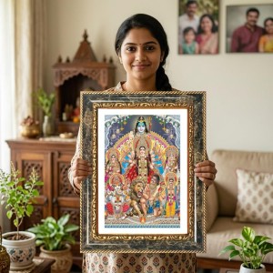 (Durga Parivar) And Lord Shiva Decorative Photo Frame With White Mount | Premium Wall & Tabletop Picture Frame | Home, Office & Temple Decoration | 8x12 Inch (Pack Of 1) (F31221) (Durga Parivar) And Lord Shiva Decorative Photo Frame With White Mount | Premium Wall & Tabletop Picture Frame | Home, Office & Temple Decoration | 8x12 Inch (Pack Of 1) (F31221)