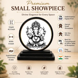 Car Dashboard Wooden Lord Ganeshaa Showpiece | 4 X 4.5 Inch Sublimation Printed Decorative Stand | 4 Mm MDF | Home Decor | Made in India (F33574) Car Dashboard Wooden Lord Ganeshaa Showpiece | 4 X 4.5 Inch Sublimation Printed Decorative Stand | 4 Mm MDF | Home Decor | Made in India (F33574)
