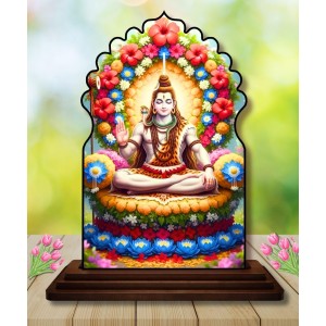 Car Dashboard/Table Top Lord Shiva Wooden Temple Photo Stand 3x4 Inches, Compact & Stylish Spiritual Display for Car, Home & Office (Pack of 1) (F22543) Car Dashboard/Table Top Lord Shiva Wooden Temple Photo Stand 3x4 Inches, Compact & Stylish Spiritual Display for Car, Home & Office (Pack of 1) (F22543)