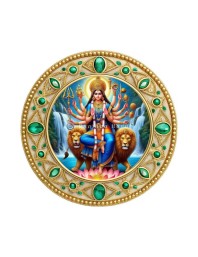 Goddess Durga Fridge Magnet Wooden | Glossy Sublimation Print | 4x4 Inch | Strong Magnet Back | Decorative Magnet for Fridge, Almirah & Temple Decor (F23751)