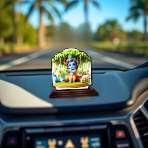 Car Dashboard/Table Top Lord Krishna Wooden Rectangle Photo Stand 3x4 Inches, Compact & Stylish Spiritual Display for Car, Home & Office (Pack of 1) (F22342) Car Dashboard/Table Top Lord Krishna Wooden Rectangle Photo Stand 3x4 Inches, Compact & Stylish Spiritual Display for Car, Home & Office (Pack of 1) (F22342)