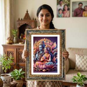 Sri Ramakrishna Paramahamsa Decorative Photo Frame With White Mount | Premium Wall & Tabletop Picture Frame | Home, Office & Temple Decoration | 12x16 Inch (Pack Of 1) (F33218)