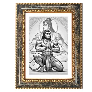 Hanuman Decorative Photo Frame With White Mount | Premium Wall & Tabletop Picture Frame | Home, Office & Temple Decoration | 12x16 Inch (Pack Of 1) (F33201)