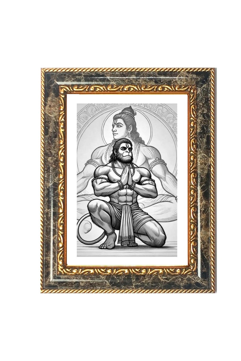 Hanuman Decorative Photo Frame With White Mount | Premium Wall & Tabletop Picture Frame | Home, Office & Temple Decoration | 12x16 Inch (Pack Of 1) (F33201)