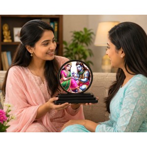 Car Dashboard Wooden Lord Shiva and Parvati Showpiece | 4 X 4.5 Inch Sublimation Printed Decorative Stand | 4 Mm MDF | Home Decor | Made in India (F33297)