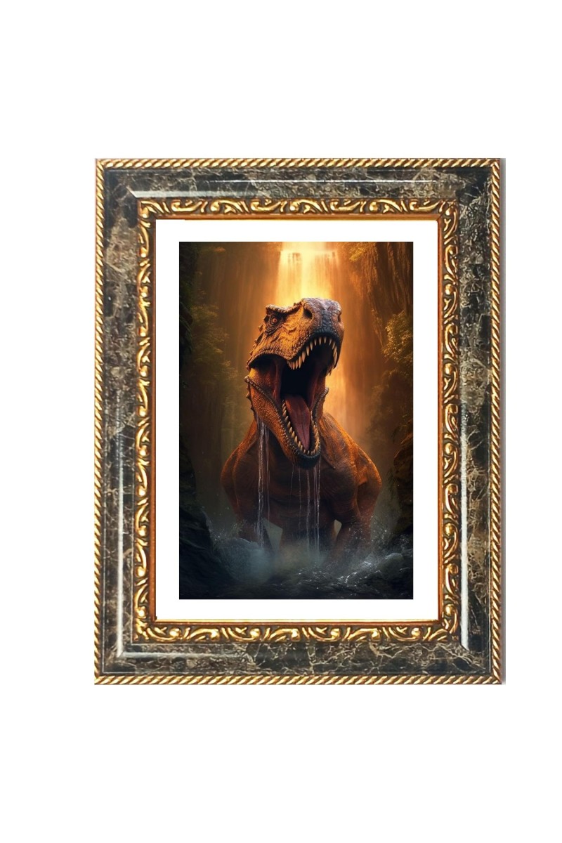 Tyrannosaurus Rex Decorative Photo Frame With White Mount | Premium Wall & Tabletop Picture Frame | Home, Office & Temple Decoration | 8x12 Inch (Pack Of 1) (F31536)