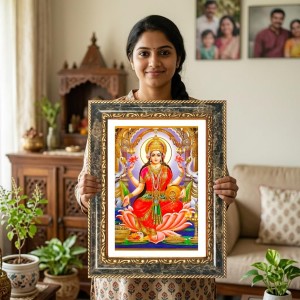 Lakshmi Decorative Photo Frame With White Mount | Premium Wall & Tabletop Picture Frame | Home, Office & Temple Decoration | 10x14 Inch (Pack Of 1) (F32424)