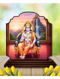 Car Dashboard/Table Top Lord Rama Wooden Rectangle Photo Stand 3x4 Inches, Compact & Stylish Spiritual Display for Car, Home & Office (Pack of 1) (F22251)