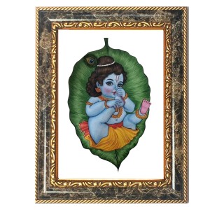 Krishna Decorative Photo Frame With White Mount | Premium Wall & Tabletop Picture Frame | Home, Office & Temple Decoration | 8x12 Inch (Pack Of 1) (F33236)