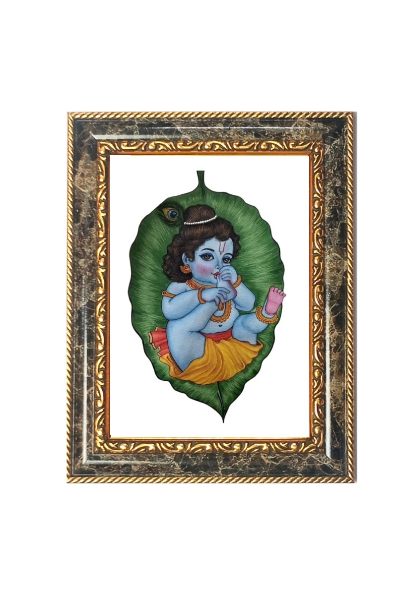 Krishna Decorative Photo Frame With White Mount | Premium Wall & Tabletop Picture Frame | Home, Office & Temple Decoration | 8x12 Inch (Pack Of 1) (F33236)