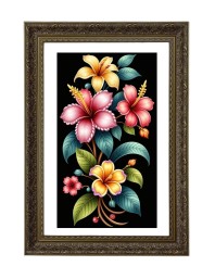 Floral Painting Print Big Photo Frame - 20x28 Inches For Home,Temple & Office Decoration (F11000)