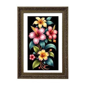 Floral Painting Print Big Photo Frame - 20x28 Inches For Home,Temple & Office Decoration (F11000)