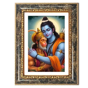 Rama And Hanuman Decorative Photo Frame With White Mount | Premium Wall & Tabletop Picture Frame | Home, Office & Temple Decoration | 10x14 Inch (Pack Of 1) (F33160)