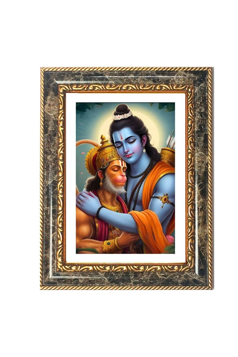 Rama And Hanuman Decorative Photo Frame With White Mount | Premium Wall & Tabletop Picture Frame | Home, Office & Temple Decoration | 10x14 Inch (Pack Of 1) (F33160)