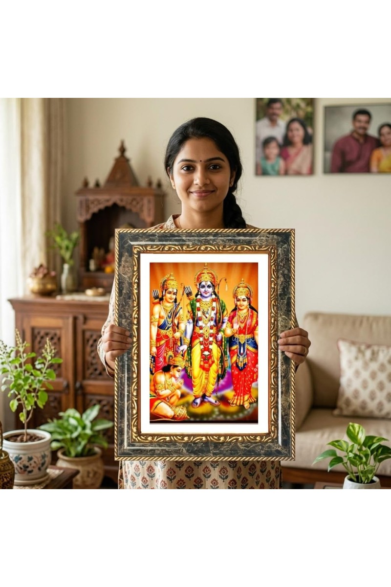 Ram Darbar Decorative Photo Frame With White Mount | Premium Wall & Tabletop Picture Frame | Home, Office & Temple Decoration | 8x12 Inch (Pack Of 1) (F33127)