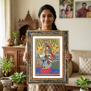 Saraswati Decorative Photo Frame With White Mount | Premium Wall & Tabletop Picture Frame | Home, Office & Temple Decoration | 8x12 Inch (Pack Of 1) (F31565)