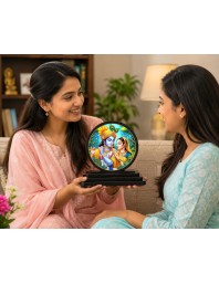 Car Dashboard Wooden Radhaa Krishna Showpiece | 4 X 4.5 Inch Sublimation Printed Decorative Stand | 4 Mm MDF | Home Decor | Made in India (F33663)