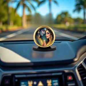 Car Dashboard/Table Top Radhaa And Krishna Metal Golden Photo Stand 2x2 Inches, Compact & Stylish Spiritual Display For Car, Home & Office (Pack Of 1) (F24741) Car Dashboard/Table Top Radhaa And Krishna Metal Golden Photo Stand 2x2 Inches, Compact & Stylish Spiritual Display For Car, Home & Office (Pack Of 1) (F24741)