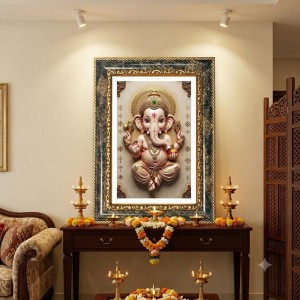 Cubist-style Depiction Of The Madonna And Child (the Virgin Mary Holding The Infant Jesus) Decorative Photo Frame With White Mount | Premium Wall & Tabletop Picture Frame | Home, Office & Temple Decor