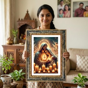 Mary And Jesus Decorative Photo Frame With White Mount | Premium Wall & Tabletop Picture Frame | Home, Office & Temple Decoration | 10x14 Inch (Pack Of 1) (F32392) Mary And Jesus Decorative Photo Frame With White Mount | Premium Wall & Tabletop Picture Frame | Home, Office & Temple Decoration | 10x14 Inch (Pack Of 1) (F32392)