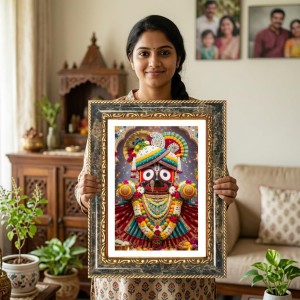 Ram Darbar Decorative Photo Frame With White Mount | Premium Wall & Tabletop Picture Frame | Home, Office & Temple Decoration | 12x16 Inch (Pack Of 1) (F33122)