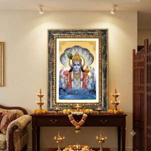 Vishnu Decorative Photo Frame With White Mount | Premium Wall & Tabletop Picture Frame | Home, Office & Temple Decoration | 10x14 Inch (Pack Of 1) (F31558)