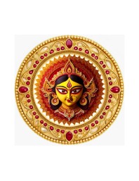 Goddess Durga Fridge Magnet Wooden | Glossy Sublimation Print | 4x4 Inch | Strong Magnet Back | Decorative Magnet for Fridge, Almirah & Temple Decor (F23713)