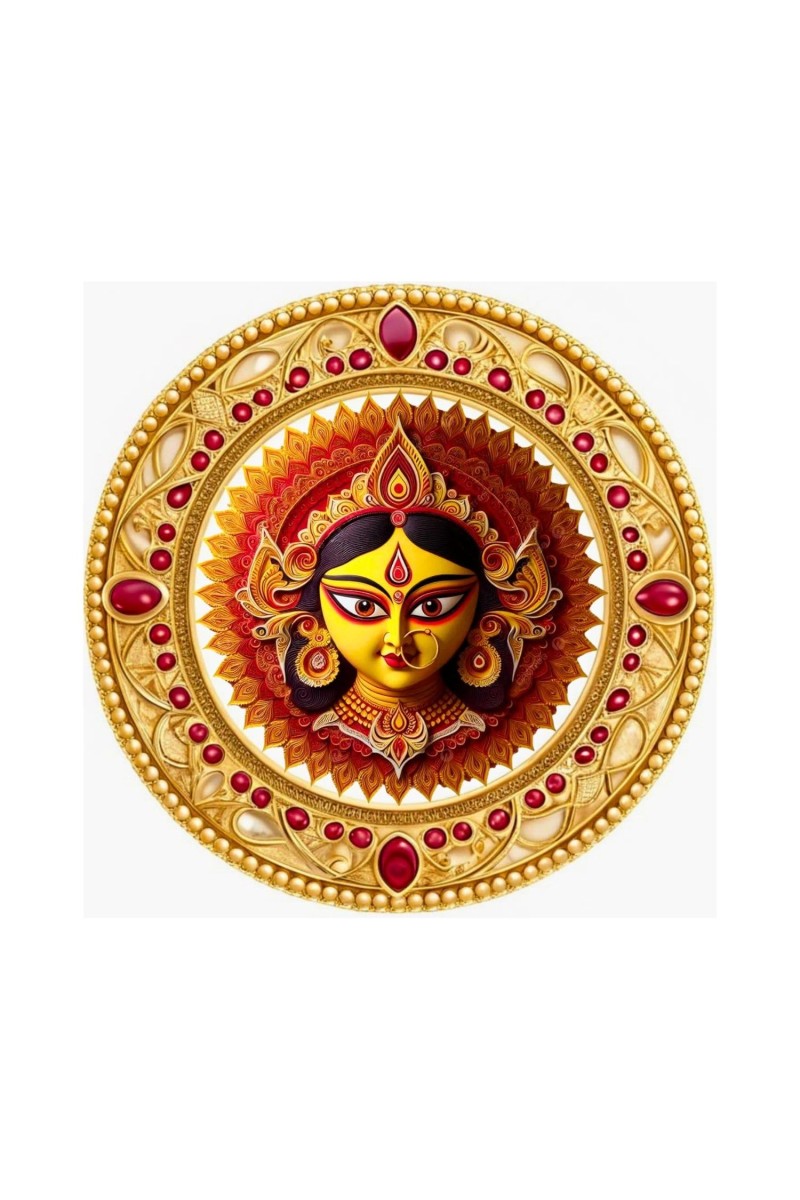Goddess Durga Fridge Magnet Wooden | Glossy Sublimation Print | 4x4 Inch | Strong Magnet Back | Decorative Magnet for Fridge, Almirah & Temple Decor (F23713)