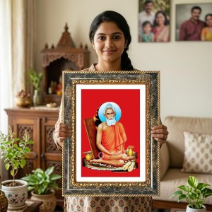 Radhaa Krishna Decorative Photo Frame With White Mount | Premium Wall & Tabletop Picture Frame | Home, Office & Temple Decoration | 12x16 Inch (Pack Of 1) (F32670)