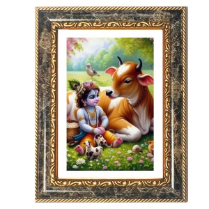 Krishna Decorative Photo Frame With White Mount | Premium Wall & Tabletop Picture Frame | Home, Office & Temple Decoration | 10x14 Inch (Pack Of 1) (F32377)