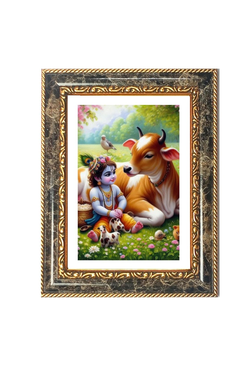 Krishna Decorative Photo Frame With White Mount | Premium Wall & Tabletop Picture Frame | Home, Office & Temple Decoration | 10x14 Inch (Pack Of 1) (F32377)