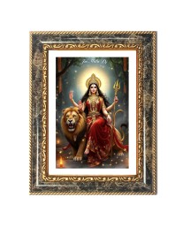 Goddess Durga Decorative Photo Frame With White Mount | Premium Wall & Tabletop Picture Frame | Home, Office & Temple Decoration | 10x14 Inch (Pack Of 1) (F31153)