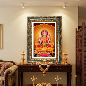 Lakshmi Decorative Photo Frame With White Mount | Premium Wall & Tabletop Picture Frame | Home, Office & Temple Decoration | 8x12 Inch (Pack Of 1) (F33007)