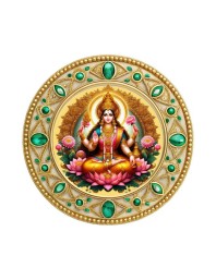 Goddess Lakshmi Fridge Magnet Wooden | Glossy Sublimation Print | 4x4 Inch | Strong Magnet Back | Decorative Magnet for Fridge, Almirah & Temple Decor (F23715)