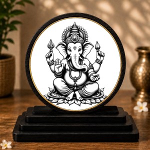 Car Dashboard Wooden Lord Ganeshaa Showpiece | 4 X 4.5 Inch Sublimation Printed Decorative Stand | 4 Mm MDF | Home Decor | Made in India (F33574) Car Dashboard Wooden Lord Ganeshaa Showpiece | 4 X 4.5 Inch Sublimation Printed Decorative Stand | 4 Mm MDF | Home Decor | Made in India (F33574)