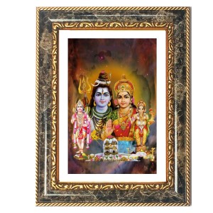 Shiva Family Decorative Photo Frame With White Mount | Premium Wall & Tabletop Picture Frame | Home, Office & Temple Decoration | 10x14 Inch (Pack Of 1) (F33084)