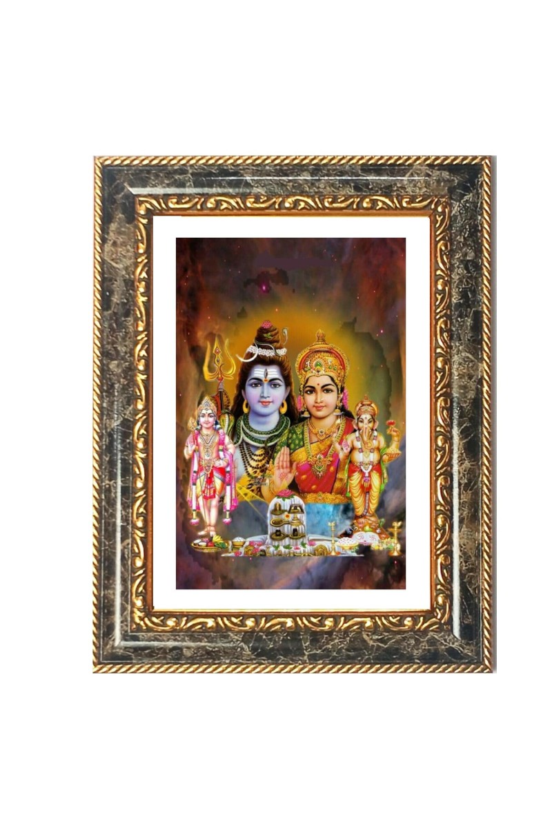 Shiva Family Decorative Photo Frame With White Mount | Premium Wall & Tabletop Picture Frame | Home, Office & Temple Decoration | 10x14 Inch (Pack Of 1) (F33084)