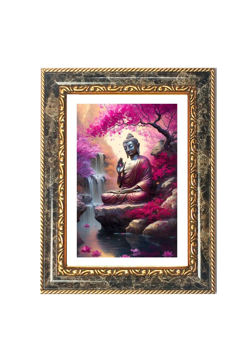 Gautam Buddha Decorative Photo Frame With White Mount | Premium Wall & Tabletop Picture Frame | Home, Office & Temple Decoration | 8x12 Inch (Pack Of 1) (F31395)