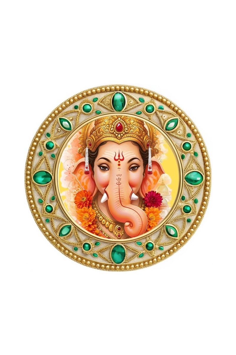 Lord Ganeshaa Fridge Magnet Wooden | Glossy Sublimation Print | 4x4 Inch | Strong Magnet Back | Decorative Magnet for Fridge, Almirah & Temple Decor (F23775)