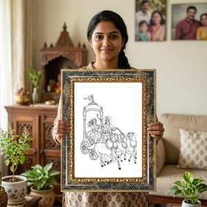 Krishna Decorative Photo Frame With White Mount | Premium Wall & Tabletop Picture Frame | Home, Office & Temple Decoration | 10x14 Inch (Pack Of 1) (F33213)