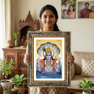 Vishnu Decorative Photo Frame With White Mount | Premium Wall & Tabletop Picture Frame | Home, Office & Temple Decoration | 10x14 Inch (Pack Of 1) (F31558)