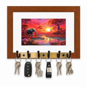 Decorative Wooden Photo Frame Key Hanger With Nature Picture, 12 X 8 Inch Wall Key Holder, 10 X 6 Inch Glossy Photo Frame, 6 Metal Hooks, Home Entrance Decor, Made In India (F38634) Decorative Wooden Photo Frame Key Hanger With Nature Picture, 12 X 8 Inch Wall Key Holder, 10 X 6 Inch Glossy Photo Frame, 6 Metal Hooks, Home Entrance Decor, Made In India (F38634)