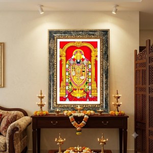 Lord Venkateswara Decorative Photo Frame With White Mount | Premium Wall & Tabletop Picture Frame | Home, Office & Temple Decoration | 8x12 Inch (Pack Of 1) (F32987)