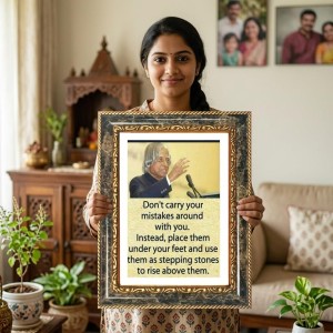 Abdul Kalam Decorative Photo Frame With White Mount | Premium Wall & Tabletop Picture Frame | Home, Office & Temple Decoration | 10x14 Inch (Pack Of 1) (F32570)