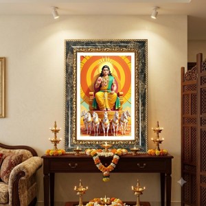 Ram And Sita Decorative Photo Frame With White Mount | Premium Wall & Tabletop Picture Frame | Home, Office & Temple Decoration | 12x16 Inch (Pack Of 1) (F32637)